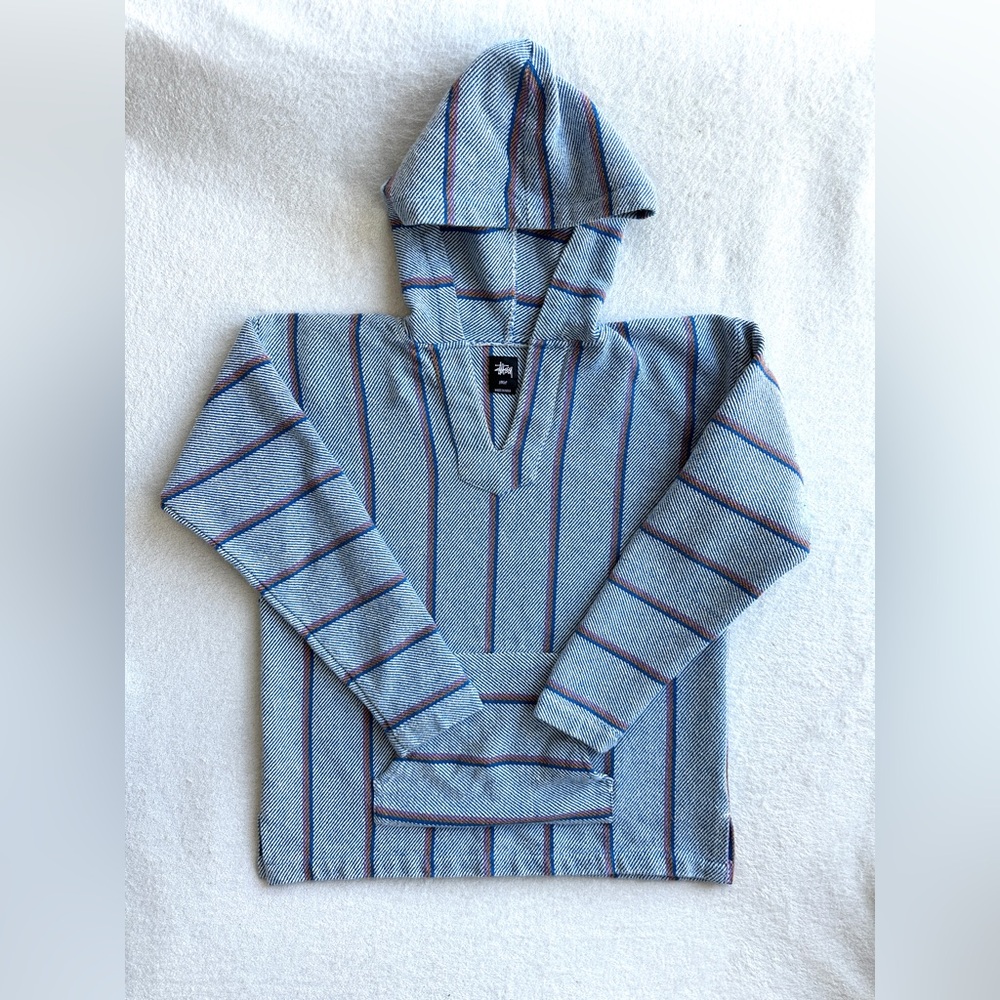 Rare Vintage 90s Stussy Vintage Knit Mesh Hoodie size Large streetwear - Picture 2 of 12
